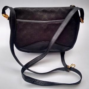 Black Gucci Logo Print Canvas Crossbody Bag